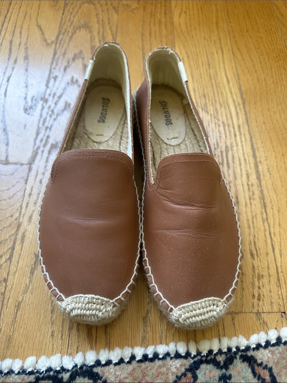 Soludos Brown Leather Espadrille Slip-Ons